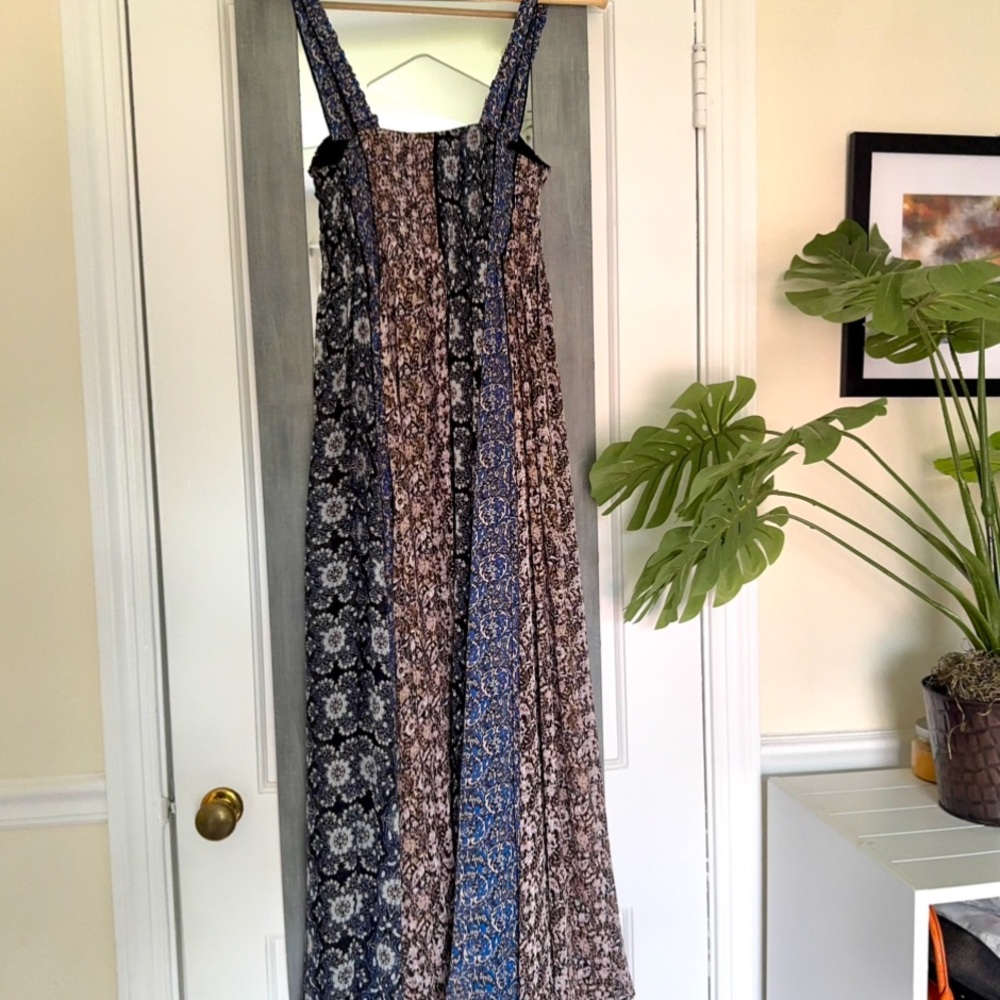 Free People Navy Blue Brown Maxi Dress